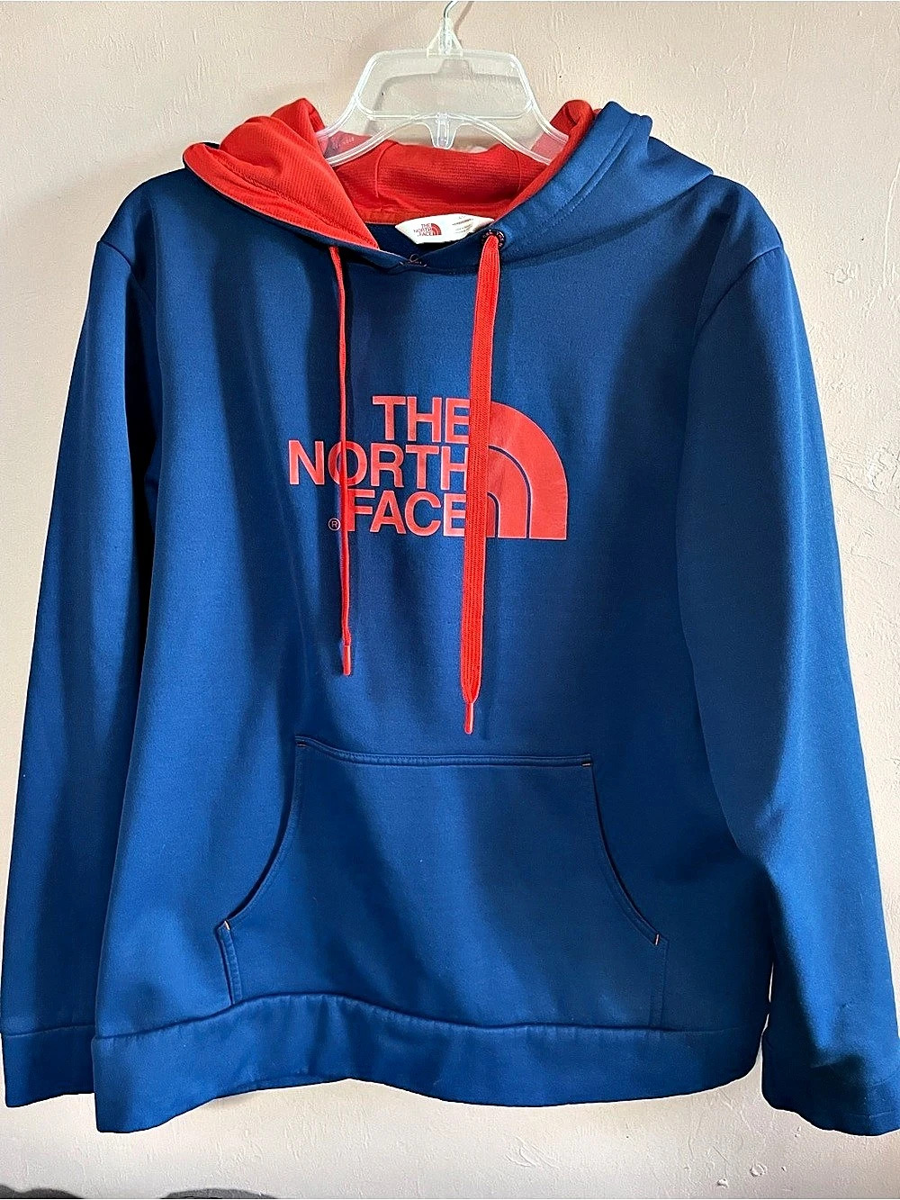 The North Face Men's Hoodie Blue & Red Size Large